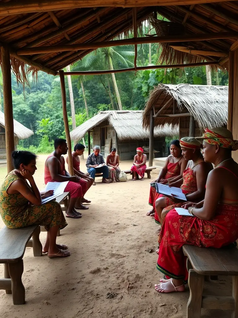 A photograph of researchers documenting oral histories and local customs in a rural village of Marché Limousin.