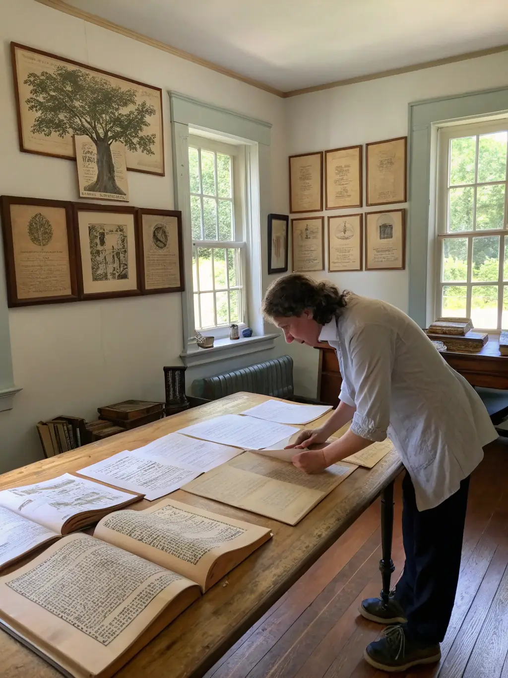 A picture of researchers examining historical documents and artifacts related to the history of Marché Limousin, highlighting the importance of research in cultural preservation.